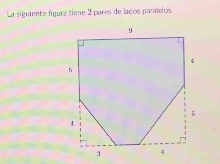 La siguiente figura tiene 2 pares de lados paralelos.