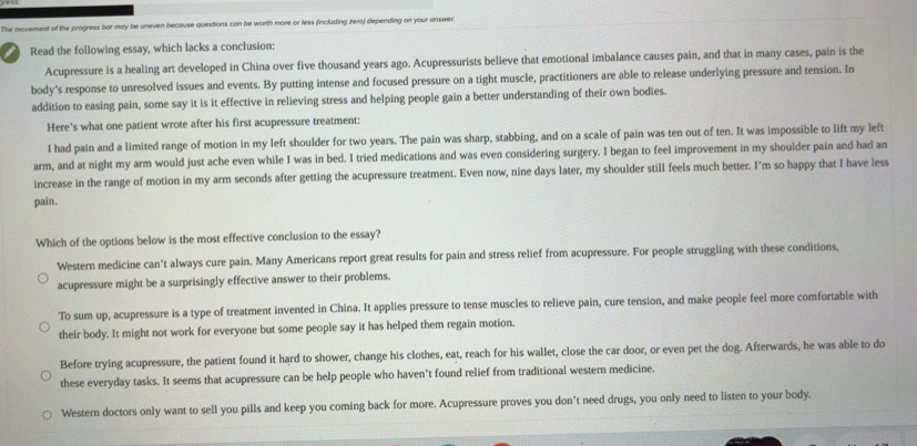 Solved The Movement Of The Progress Bar May Be Uneven Because