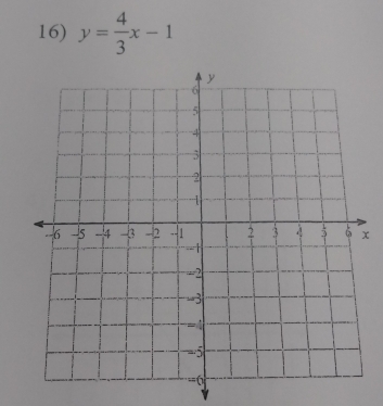 y= 4/3 x-1
x