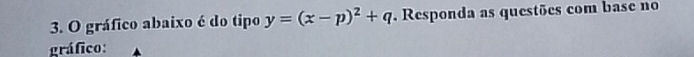 gráfico abaixo é do tipo y=(x-p)^2+q. Responda as questões com base no 
gráfico: