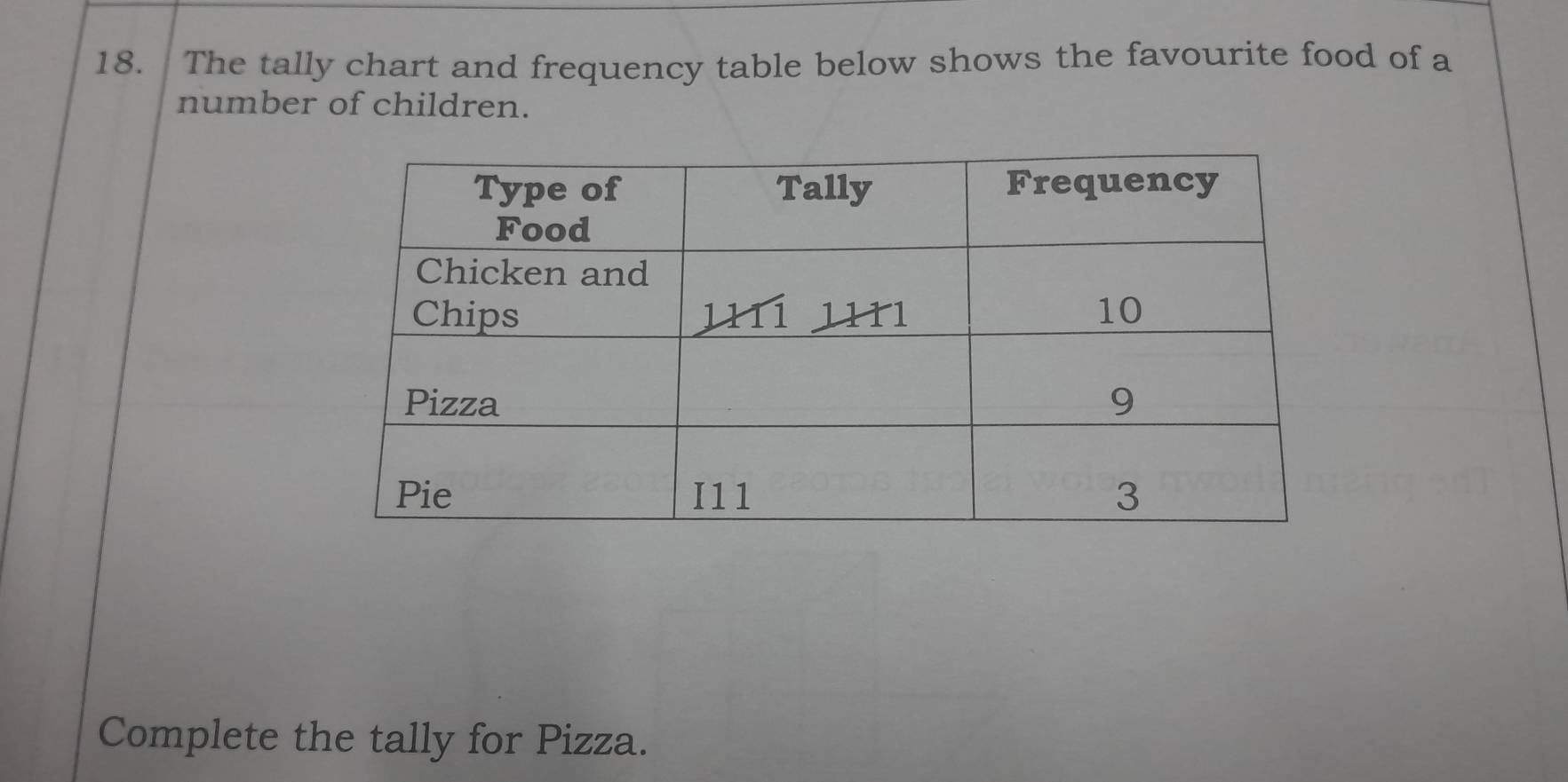 Solved: The tally chart and frequency table below shows the favourite ...