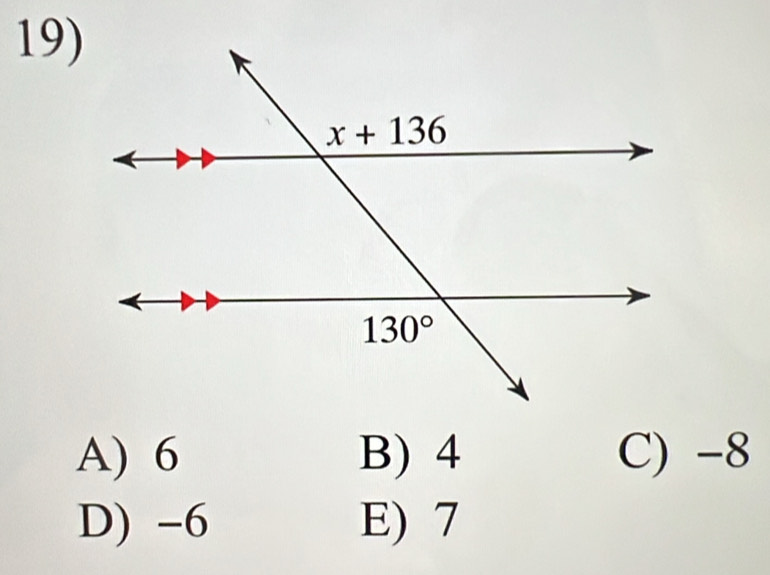 A) 6 B) 4 C) -8
D) -6 E) 7