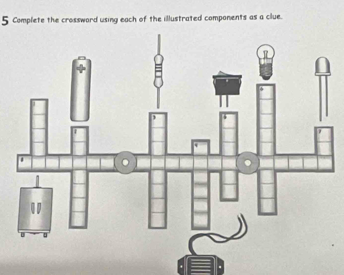 Complete the crossword using each of the illustrated components as a clue.