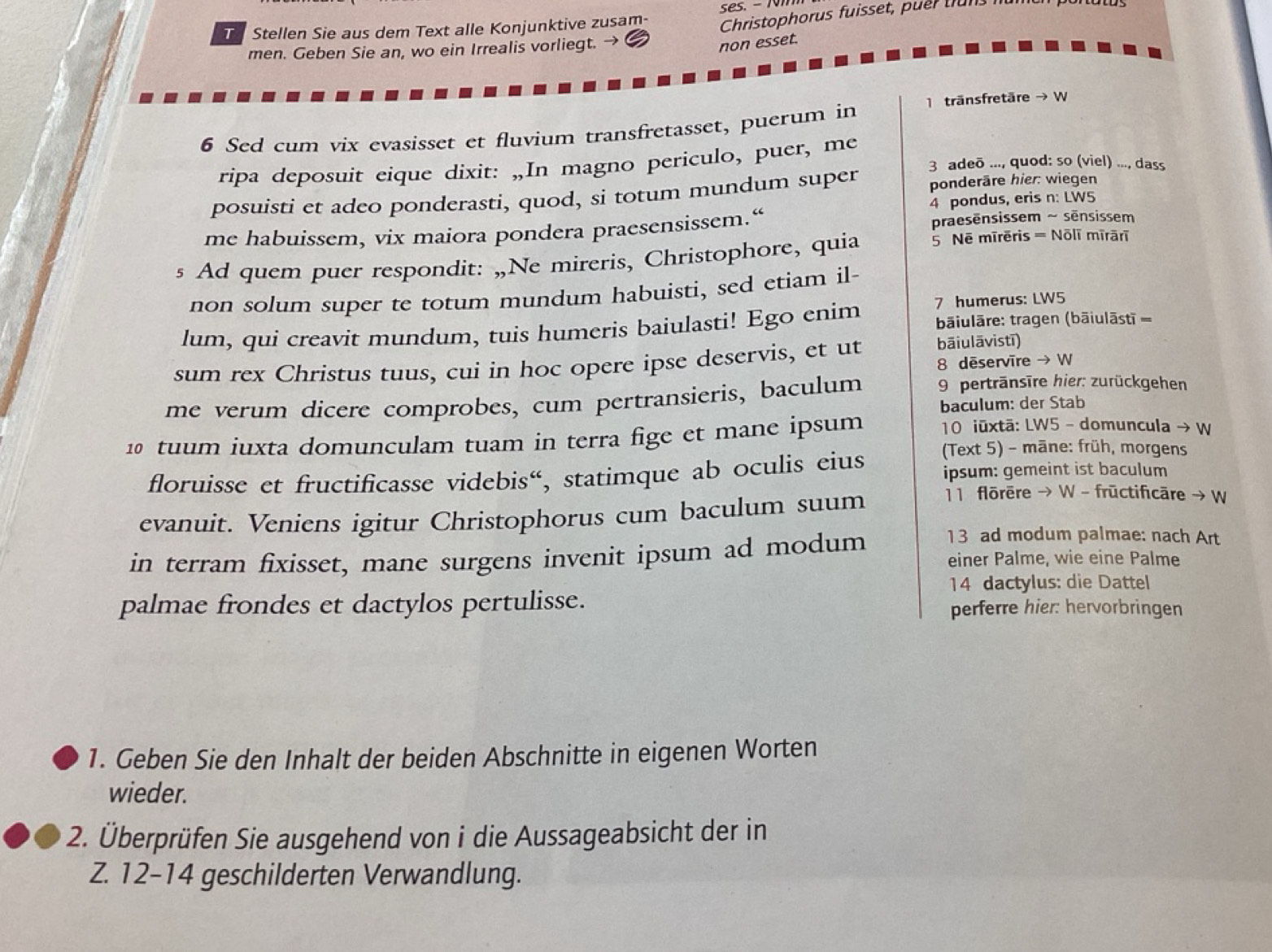 Gelöst:Stellen Sie aus dem Text alle Konjunktive zusam- Christophorus ...