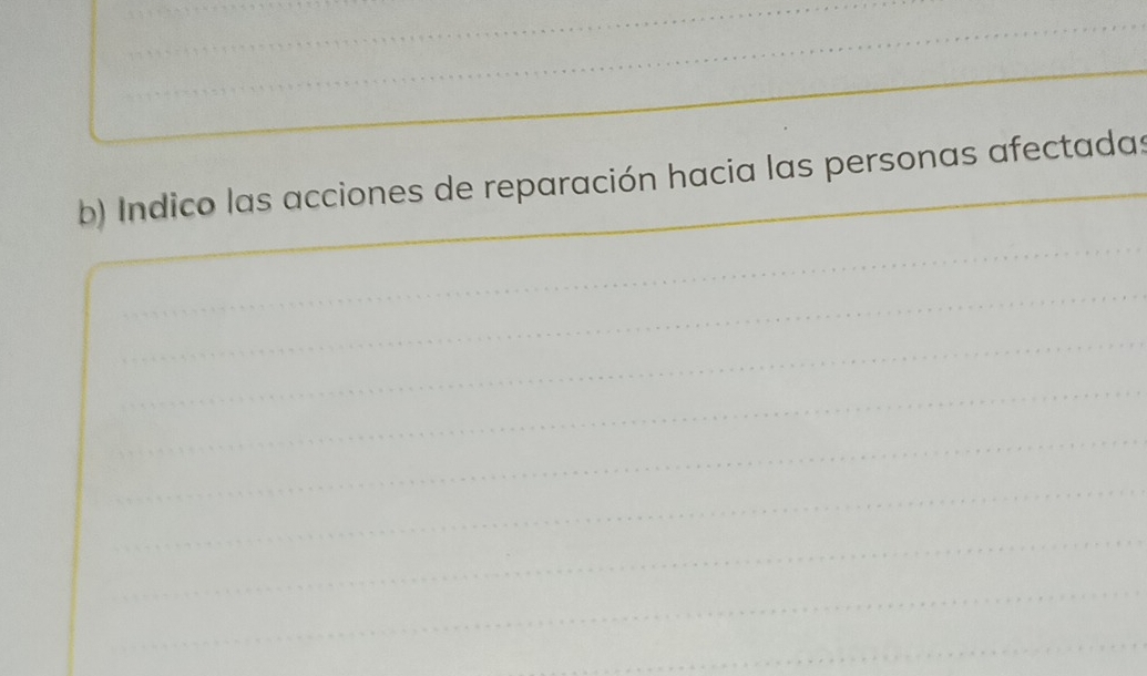 Indico las acciones de reparación hacia las personas afectadas