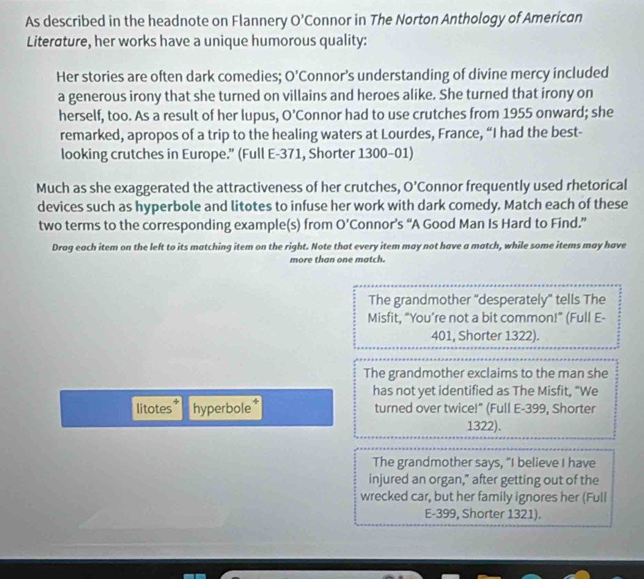 Solved: As described in the headnote on Flannery O'C onnor in The ...