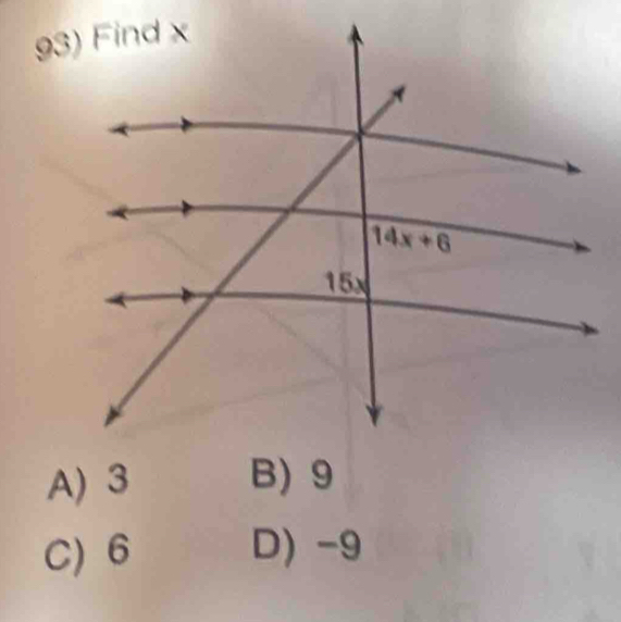 A) 3
C) 6 D) -9