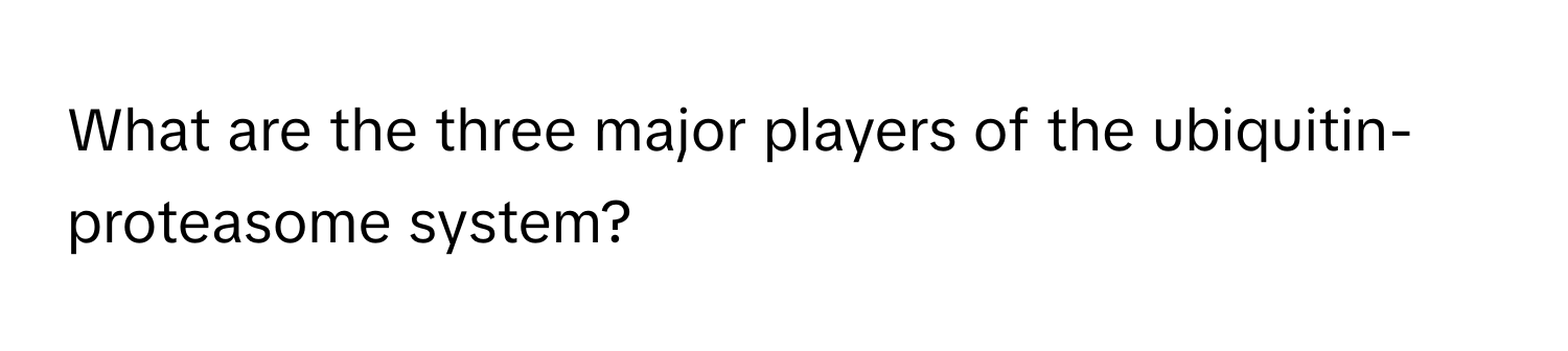 What are the three major players of the ubiquitin-proteasome system?
