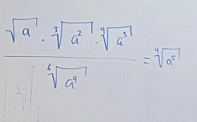  sqrt(a^7)· sqrt[3](a^2)· sqrt[3](a^5)/sqrt[6](a^(11)) =sqrt[3](a^7)