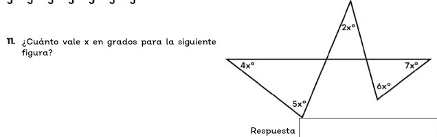 ¿Cuánto vale x en grados para la siguiente
figura?