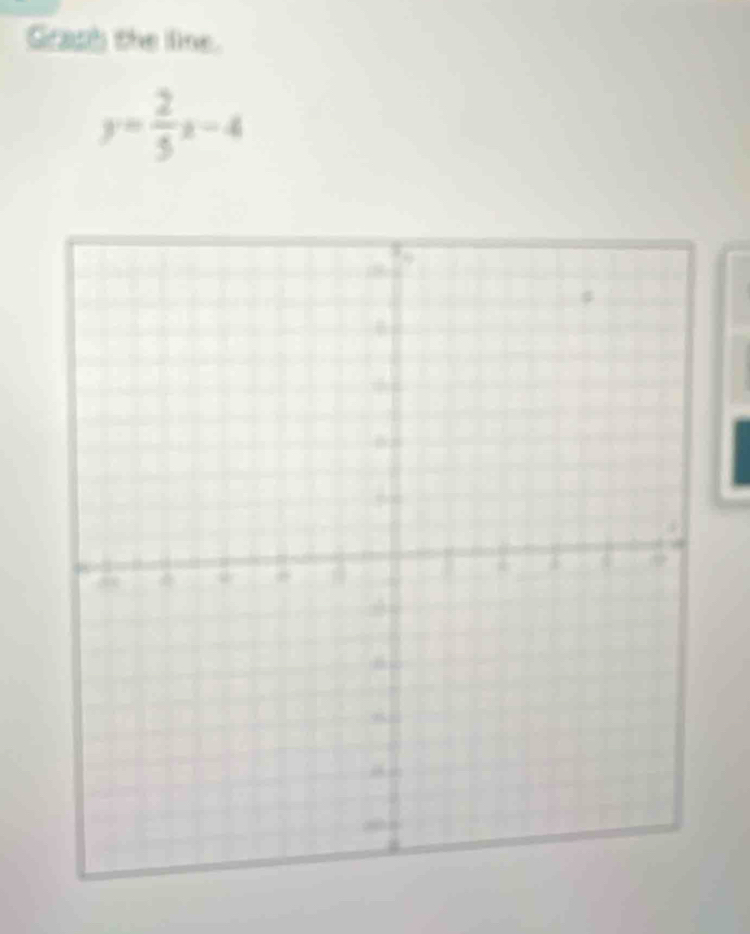 Graph the line.
y= 2/5 x-4