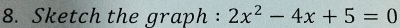 Sketch the graph : 2x^2-4x+5=0