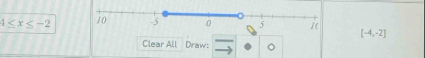 4≤ x≤ -2
[-4,-2]
Clear All Draw: