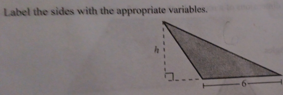 Label the sides with the appropriate variables.