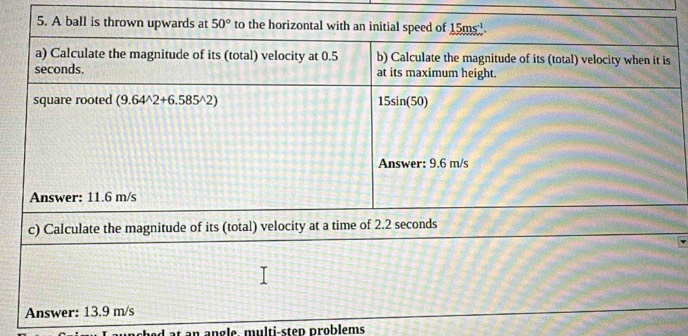 at an angle, multi-step problems