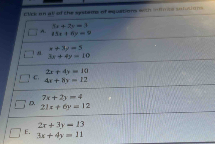 tems of equations with infinite solutions.