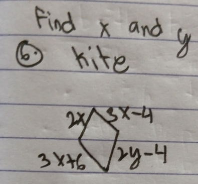 Find x and y
⑥kite