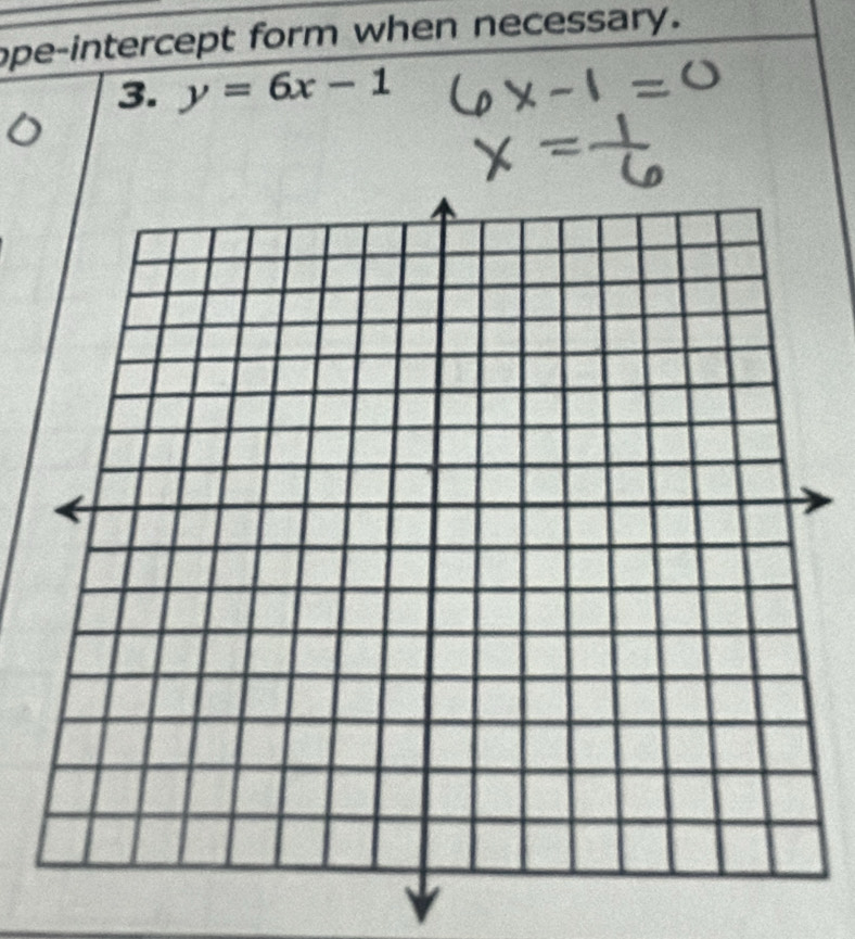 ope-intercept form when necessary. 
3. y=6x-1