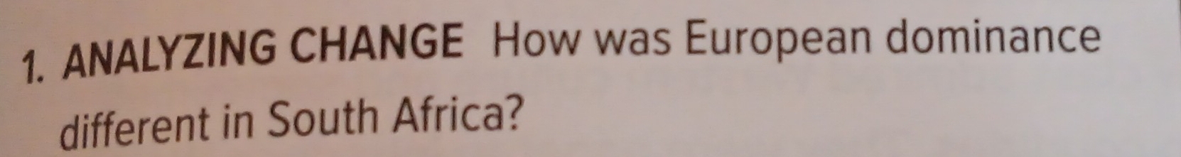 ANALYZING CHANGE How was European dominance 
different in South Africa?