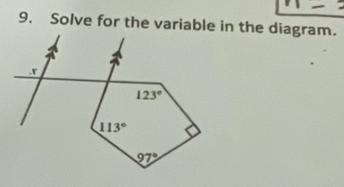 Solve for the variable in the diagram.