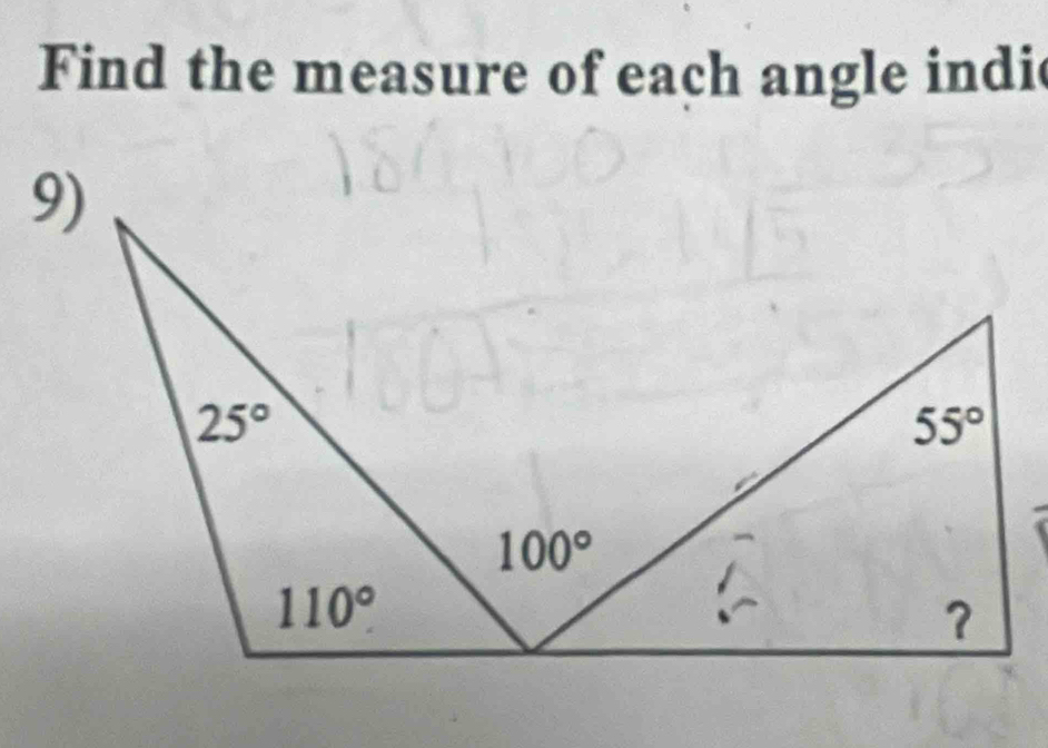 Find the measure of each angle indi