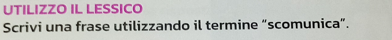 UTILIZZO IL LESSICO 
Scrivi una frase utilizzando il termine “scomunica”.