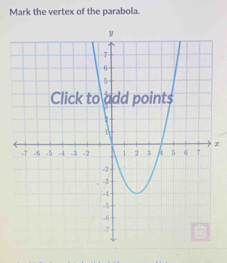 Mark the vertex of the parabola.
x