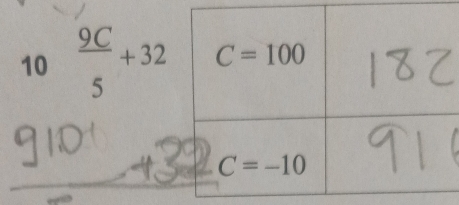 10  9C/5 +32