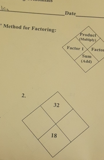 as 
_ 
_ 
Date 
Method for Factoring: