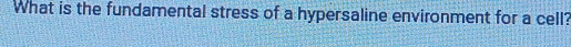 What is the fundamental stress of a hypersaline environment for a cell?