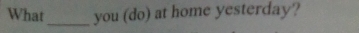 What_ you (do) at home yesterday?