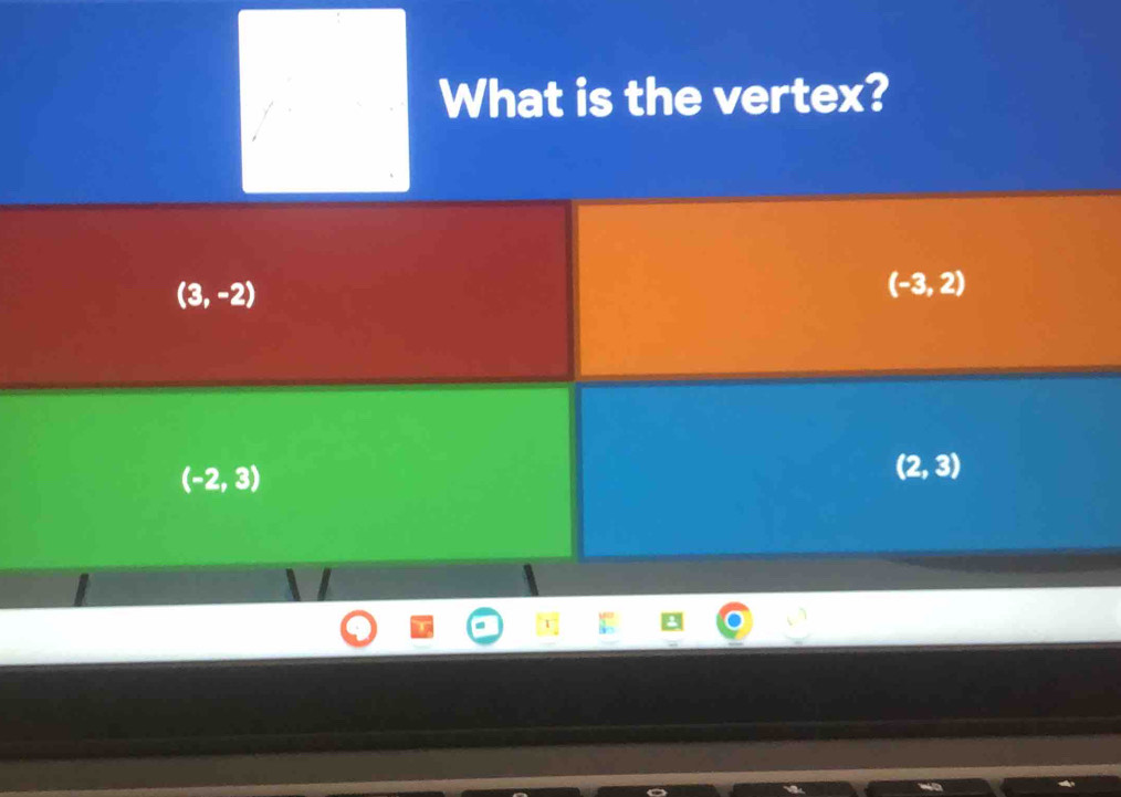 What is the vertex?
(3,-2)
(-3,2)
(-2,3)
(2,3)