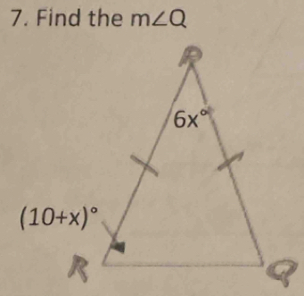 Find the m∠ Q