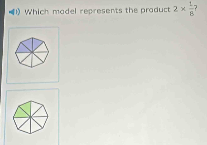 Which model represents the product 2*  1/8 