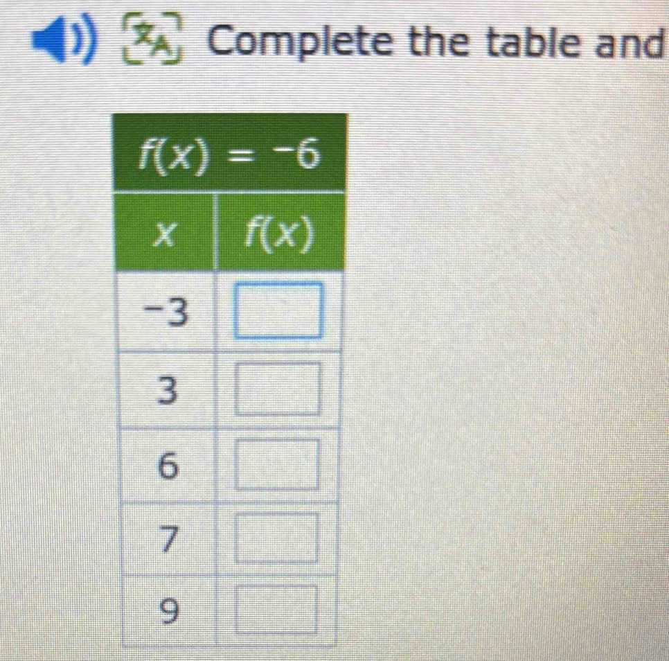 Complete the table and