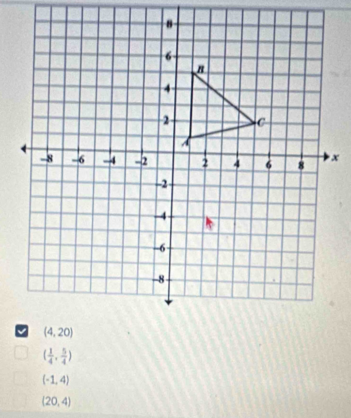 ( 1/4 , 5/4 )
(-1,4)
(20,4)