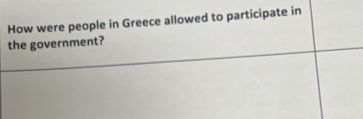 How were people in Greece allowed to participate in 
the government?