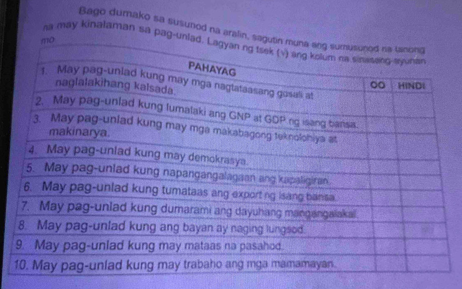 Bago dumako sa susunod na aralin, s 
ha may kinalaman sa pag-un