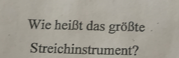 Wie heißt das größte 
Streichinstrument?