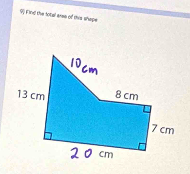 Find the total area of this shape