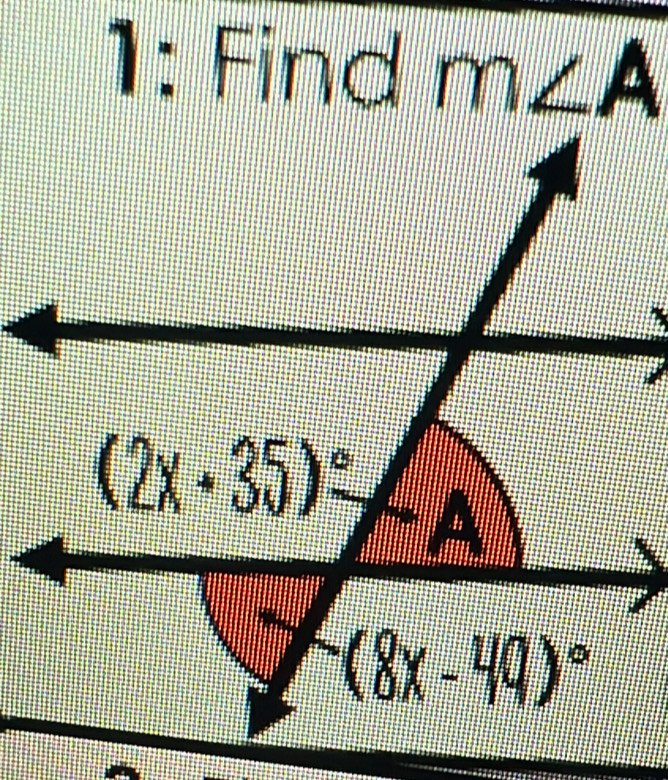 1: Find r m∠ A