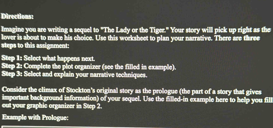 Solved: Directions: Imagine you are writing a sequel to 