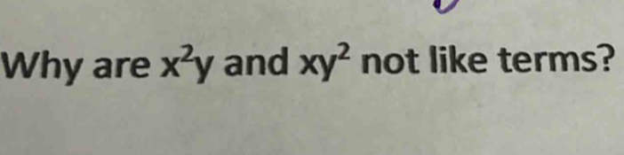 Why are x^2y and xy^2 not like terms?