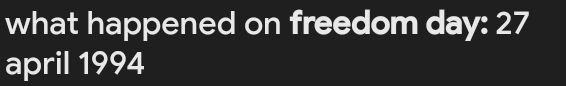 what happened on freedom day: 27
april 1994