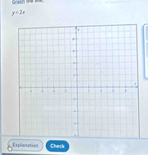 Graph the line.
y=2x
Explanation Check