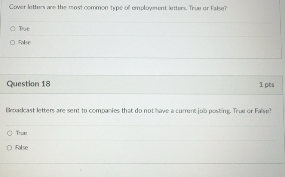 Solved: Cover letters are the most common type of employment letters ...