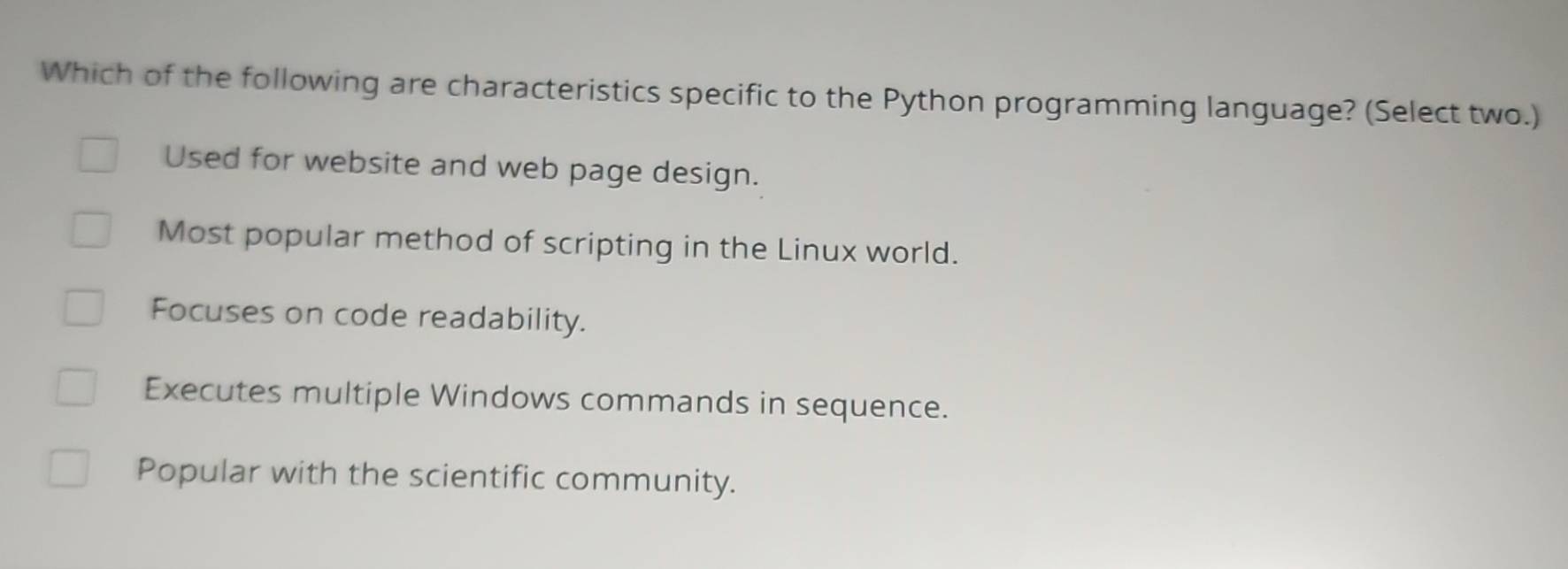 Solved: Which of the following are characteristics specific to the ...