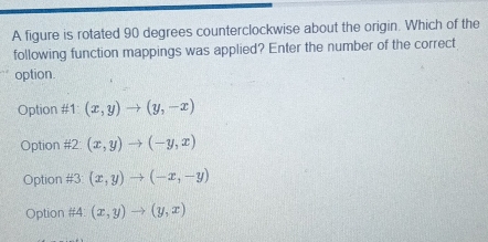 Solved: A figure is rotated 90 degrees counterclockwise about the ...