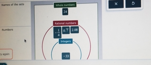 Names of the sets
× 5
Numbers
ry again