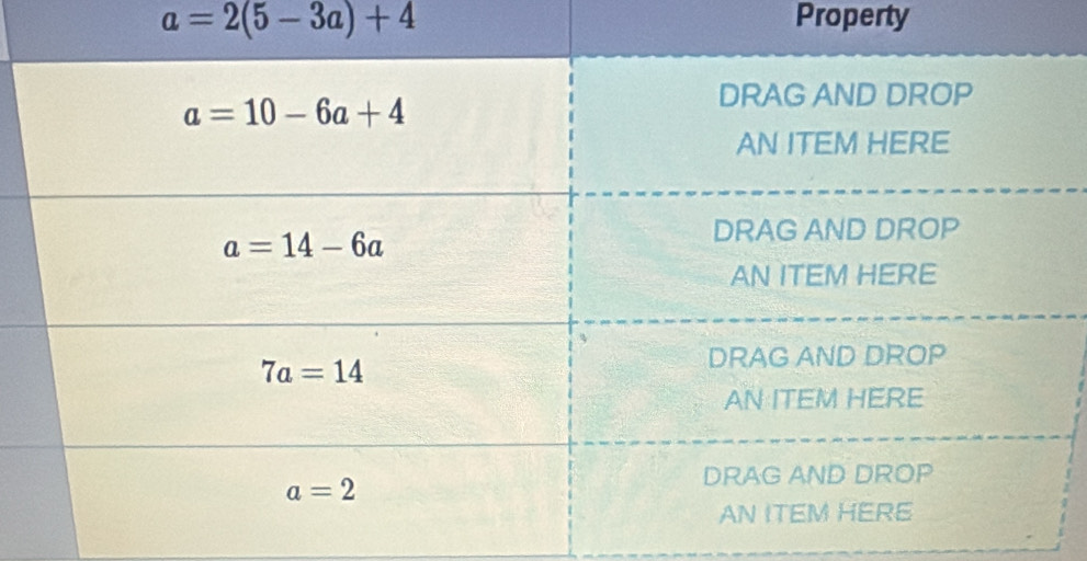 a=2(5-3a)+4 Property